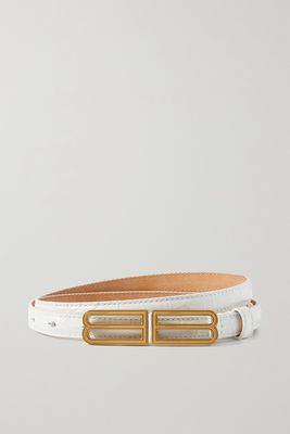 Balenciaga - Bb Croc-effect Leather Belt - White
