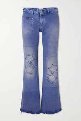 ERL - Patchwork High-rise Flared Jeans - Blue