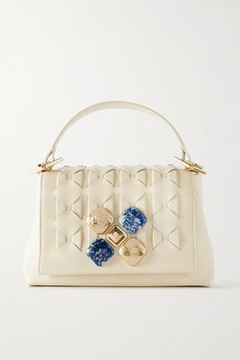 Serapian - 1928 Small Embellished Woven Leather Tote - Off-white