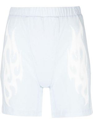 Heron Preston high-waisted graphic-print shorts - Blue