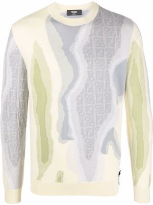 Fendi abstract-pattern cotton-blend jumper - Grey