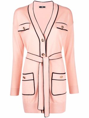 Elisabetta Franchi two-tone belted cardigan - Pink