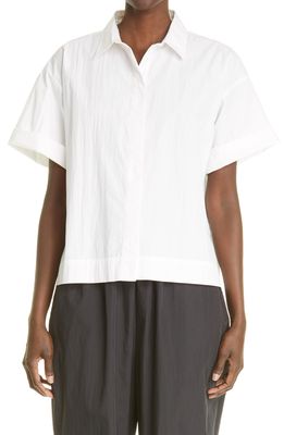 CO Button-Up Short Sleeve Top in White