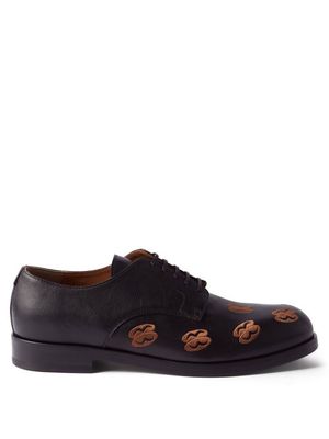 Armando Cabral - Oba Embroidered Leather Derby Shoes - Mens - Black