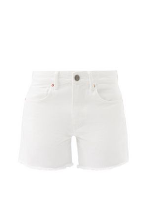 Raey - Comet Mid-rise Long Organic-cotton Denim Shorts - Womens - White