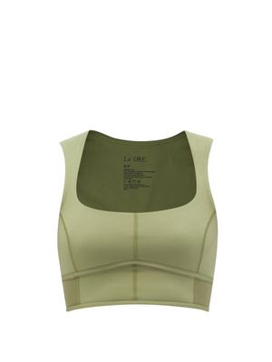 Le Ore - Andria Stretch-jersey Sports Bra - Womens - Olive Green