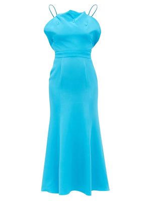 Rodarte - Shell-bodice Silk-crepe Midi Dress - Womens - Blue