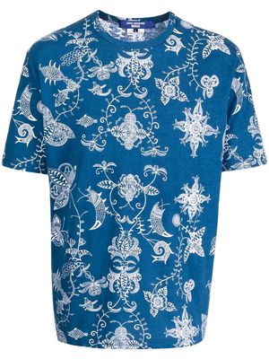 Junya Watanabe graphic-print short-sleeve T-shirt - Blue