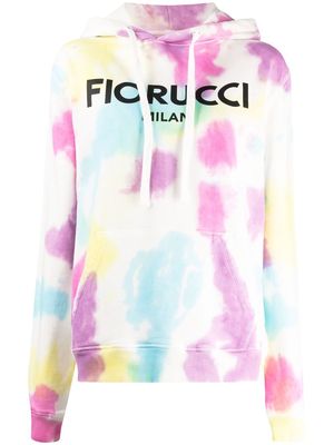 Fiorucci tie-dye logo-print hoodie - White