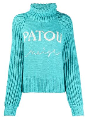 Patou intarsia-knit logo jumper - Blue