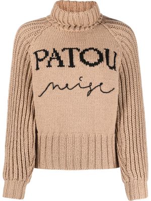 Patou intarsia-knit logo jumper - Brown