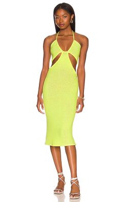 Victor Glemaud Cut Out Halter Midi Dress in Green