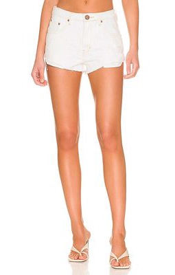 One Teaspoon The One Fitted Cheeky Denim Short in Cream