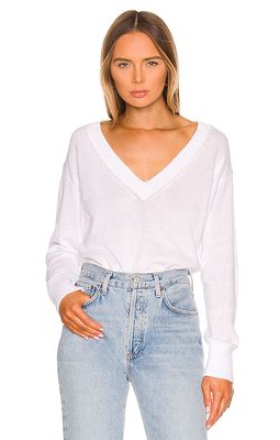 525 Relaxed V-Neck Sweater in White