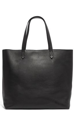 Madewell Zip Top Transport Leather Tote in True Black