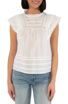 KUT from the Kloth Flutter Sleeve Lace Trim Blouse in White