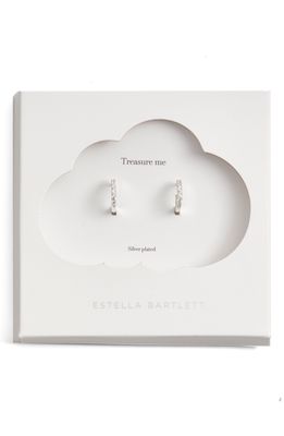 Estella Bartlett Crystal Pave Huggie Hoop Earrings in Silver