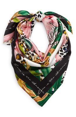 LITA by Ciara Animal Print Silk Blend Bandana Scarf in Animal Floral