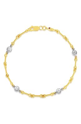 Roberto Coin Dogbone Diamond Station Bracelet in Yellow Gold