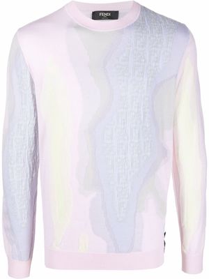 Fendi abstract-pattern cotton-blend jumper - Pink