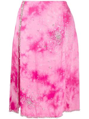 DES PHEMMES crystal-embellished knee-length skirt - Pink