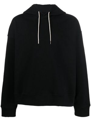 Jil Sander embroidered-logo hem hoodie - Black