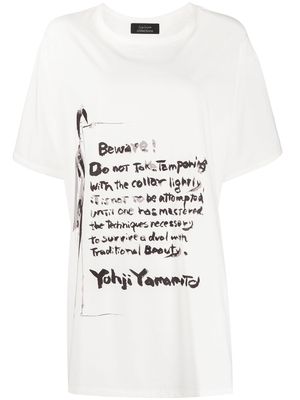 Yohji Yamamoto print short-sleeve T-shirt - White