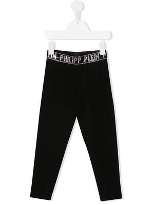 Philipp Plein Junior logo-waistband leggings - Black