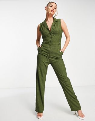 Trendyol tailored jumpsuit in khaki-Green
