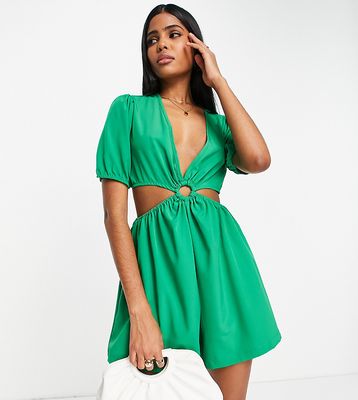 Pieces Exclusive cut-out detail romper in bright green