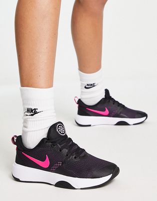Nike Training City Rep TR sneakers in black/hyper pink