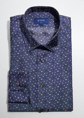 Men's Slim Fit Geometric-Print Shirt