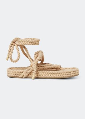 Moriah Rope Ankle-Tie Thong Sandals