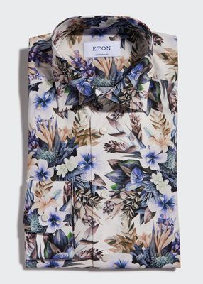 Men's Contemporary Fit Floral-Print Dress Shirt