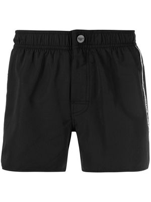Ea7 Emporio Armani logo-print side-stripe swim-shorts - Black