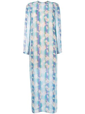 Nina Ricci floral long-sleeve maxi dress - Blue