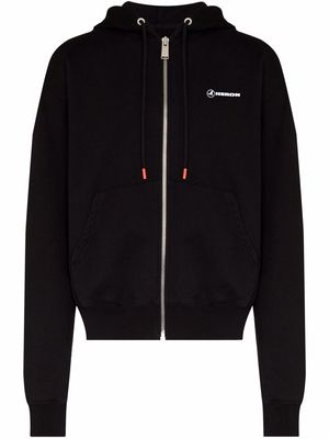 Heron Preston tape-logo drawstring hoodie - Black