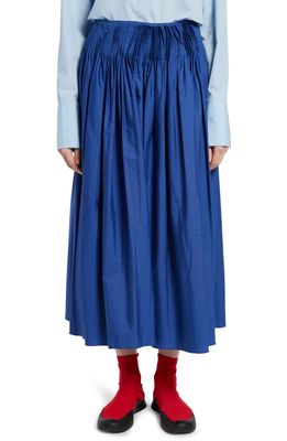 The Row Ruth Pleated High Waist Cotton Midi Skirt in French Blue