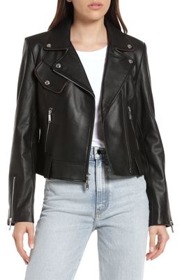 Sam Edelman Piped Leather Moto Jacket in Black