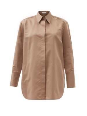 The Row - Xime Cotton-blend Poplin Shirt - Womens - Tan