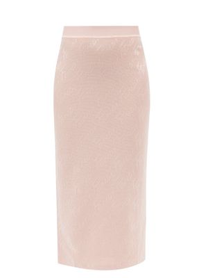 Fendi - Logo-jacquard Jersey Midi Skirt - Womens - Light Pink