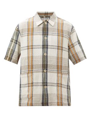 Our Legacy - Elder Plaid Cotton-blend Short-sleeved Shirt - Mens - Beige Multi