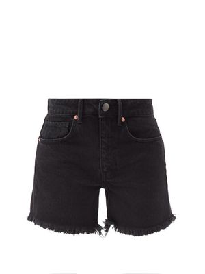 Raey - Comet Mid-rise Long Organic-cotton Denim Shorts - Womens - Black