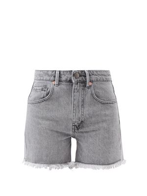 Raey - Comet Mid-rise Long Organic-cotton Denim Shorts - Womens - Light Grey