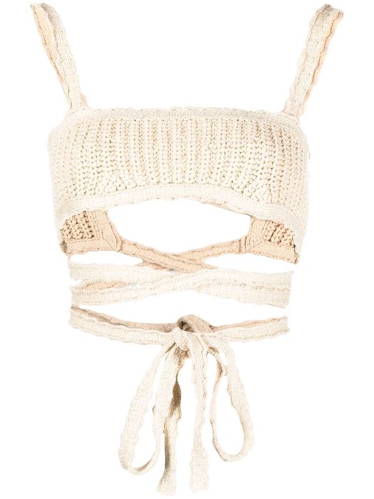 Alanui Cacti bralette knitted top - Neutrals