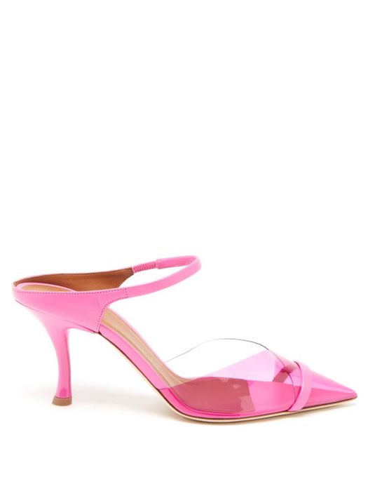Malone Souliers - Iona Point-toe Pvc And Leather Mules - Womens - Pink