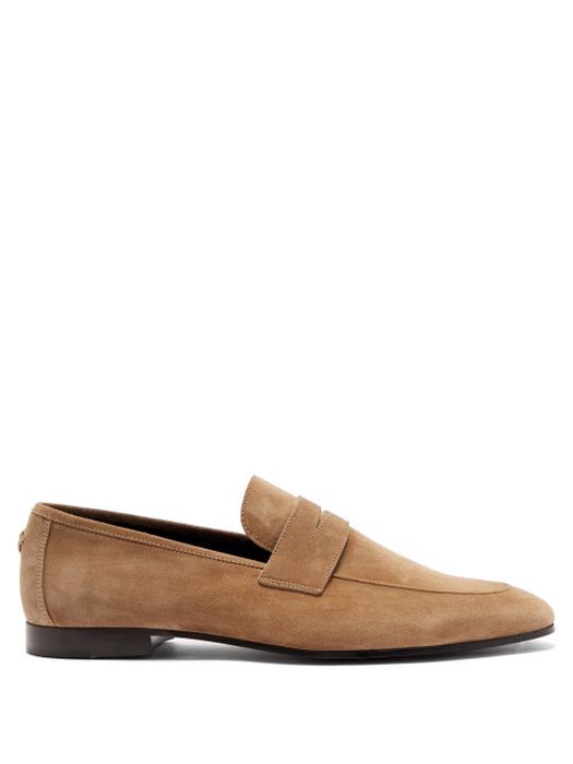 Bougeotte - Suede Penny Loafers - Mens - Beige