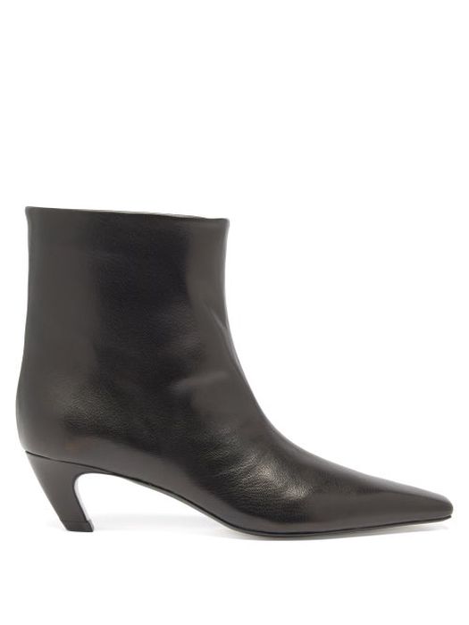 Khaite - Arizona Square-toe Leather Boots - Womens - Black