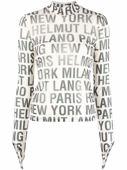 Helmut Lang all-over logo print top - White