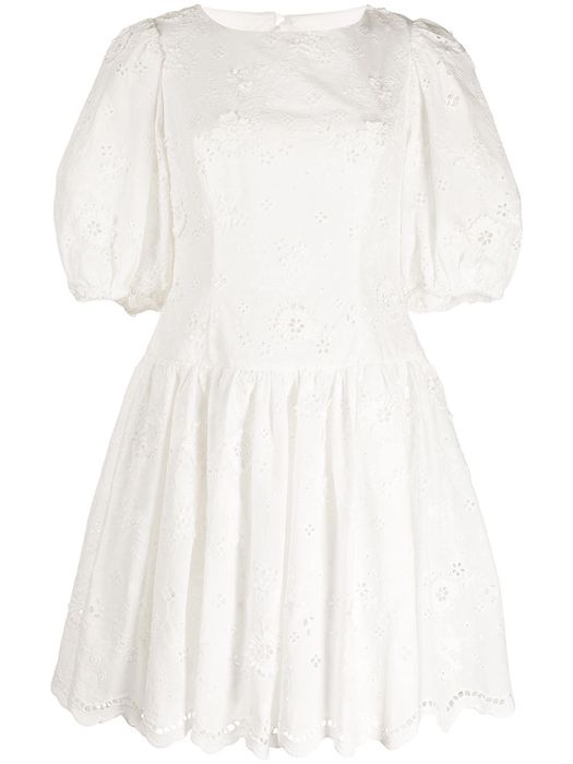 Marchesa Notte broderie anglaise mini dress - White